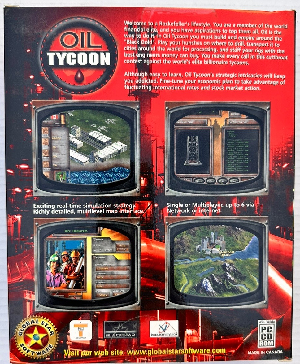 Oil Tycoon PC CD-ROM Big Box 2001 Computer Game By Global Star Software SEALED
