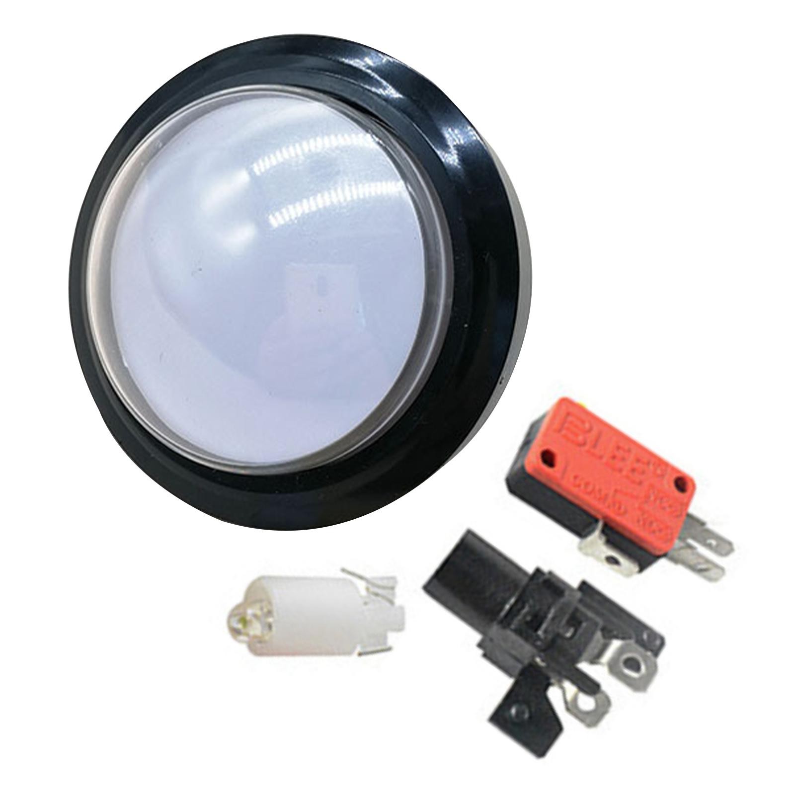 White 60mm Arcade Round Push Buttons Illumilation 12V LED Light With Microswitch