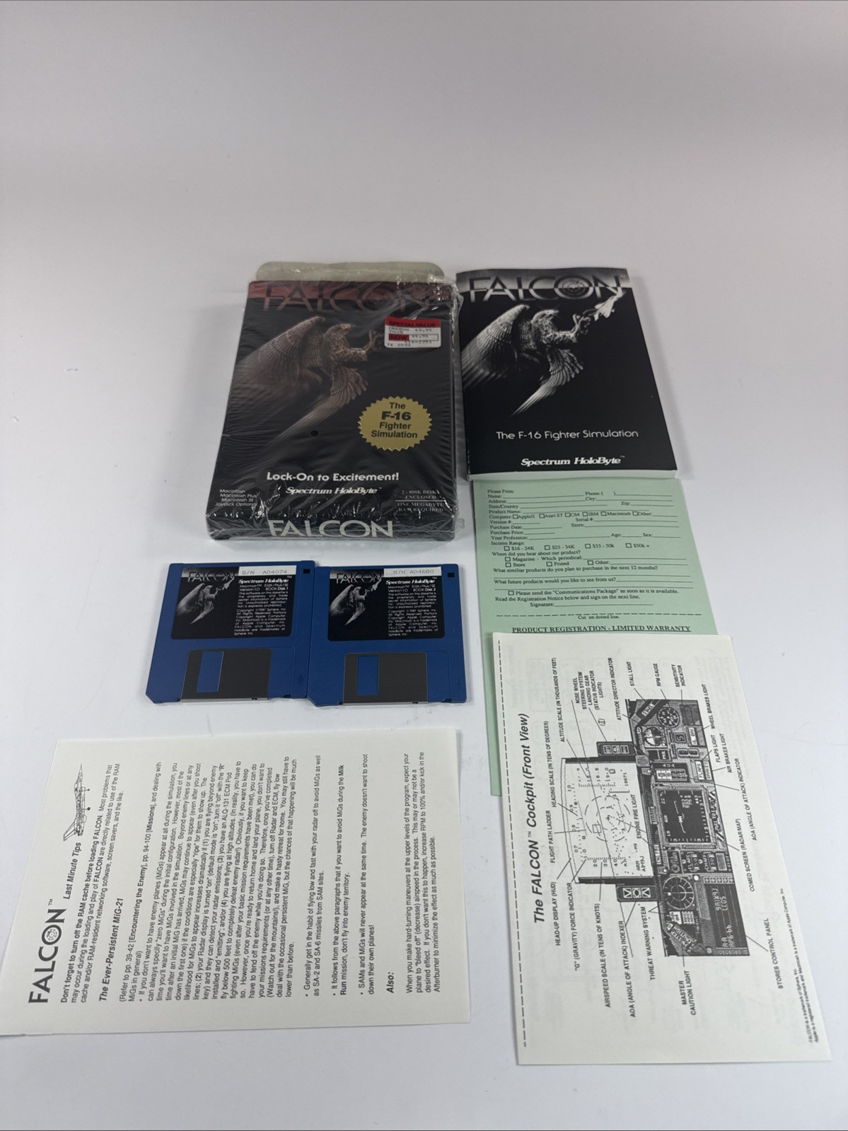 Falcon Flight Simulator Big Box Macintosh CIB By Spectrum Holobyte MINT COND