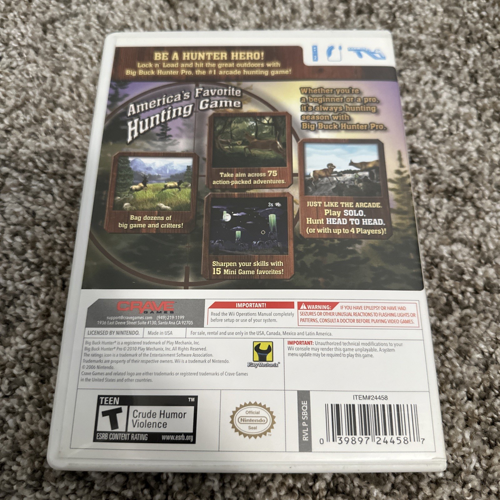 Big Buck Hunter Pro Nintendo Wii Great Condition CIB Works Clean