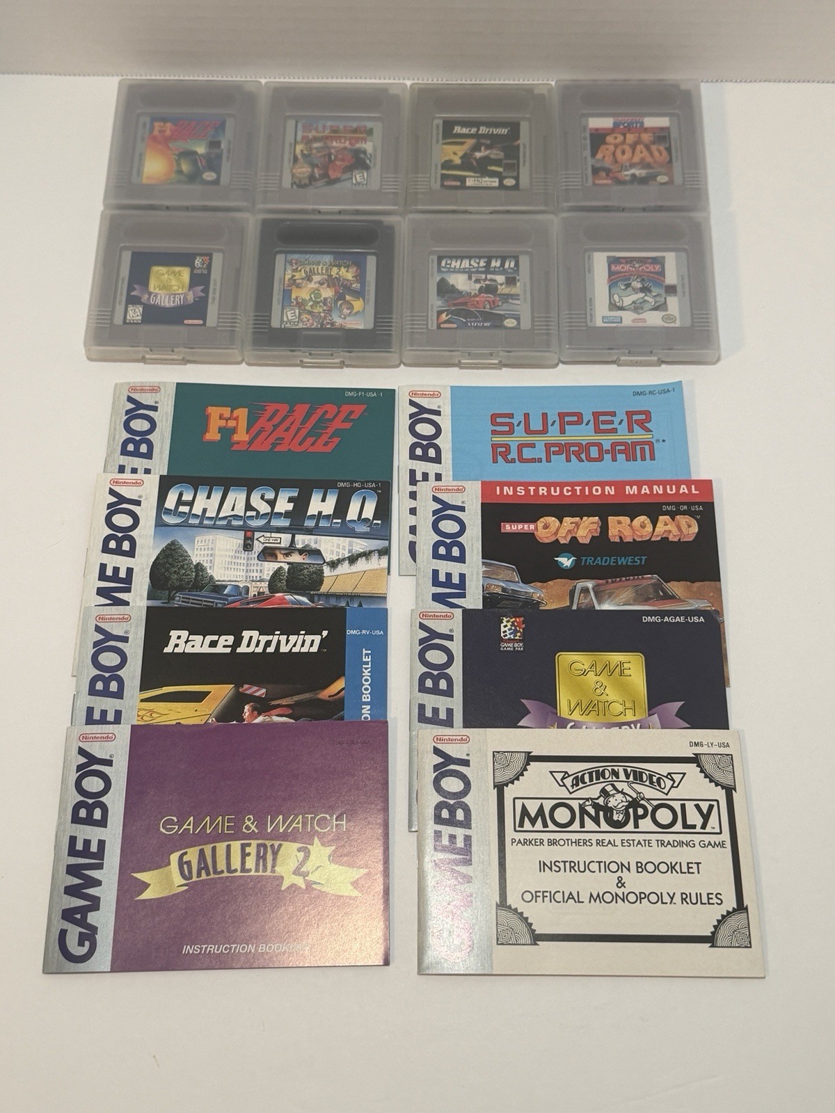 Lot Of 8 Gameboy Game Game & Watch, Monopoly Super Off Road Chase Hq Race Drivin