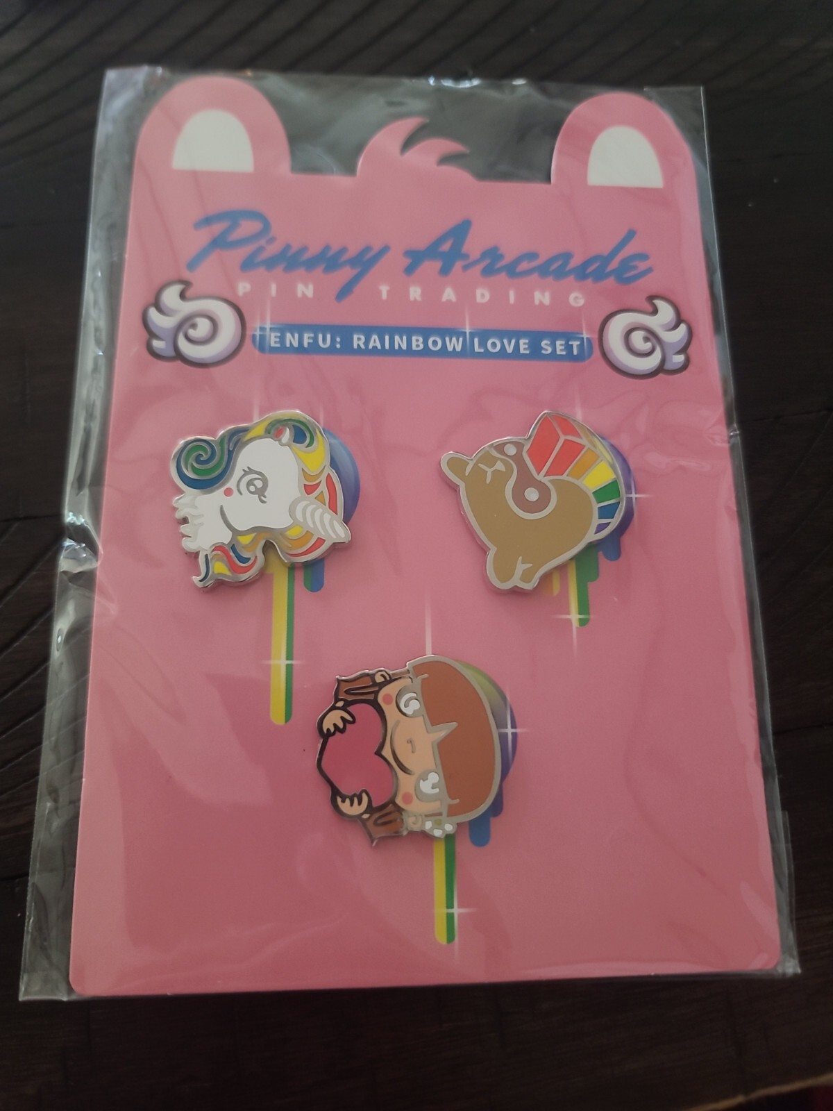 Pinny Penny Arcade PAX 2016 Enfu Rainbow Love Pin Set Unicorn Enfu Girl