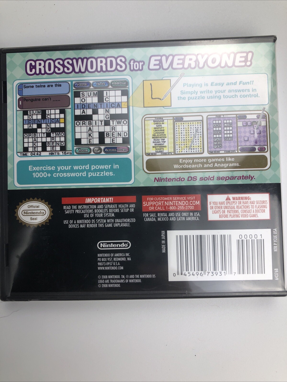 Nintendo Crosswords – Nintendo DS New Sealed Video Game in box