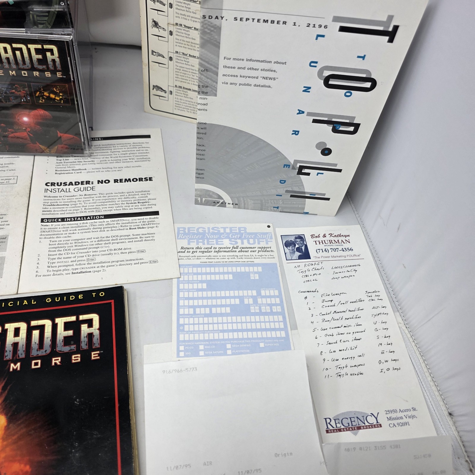 TIME CAPSULE Crusader No Remorse PC Big Box Complete CIB + No Regret Game LOT