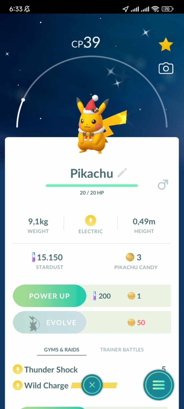 Pokémon G0 — Shiny Pikachu Holiday attire (random Gender)