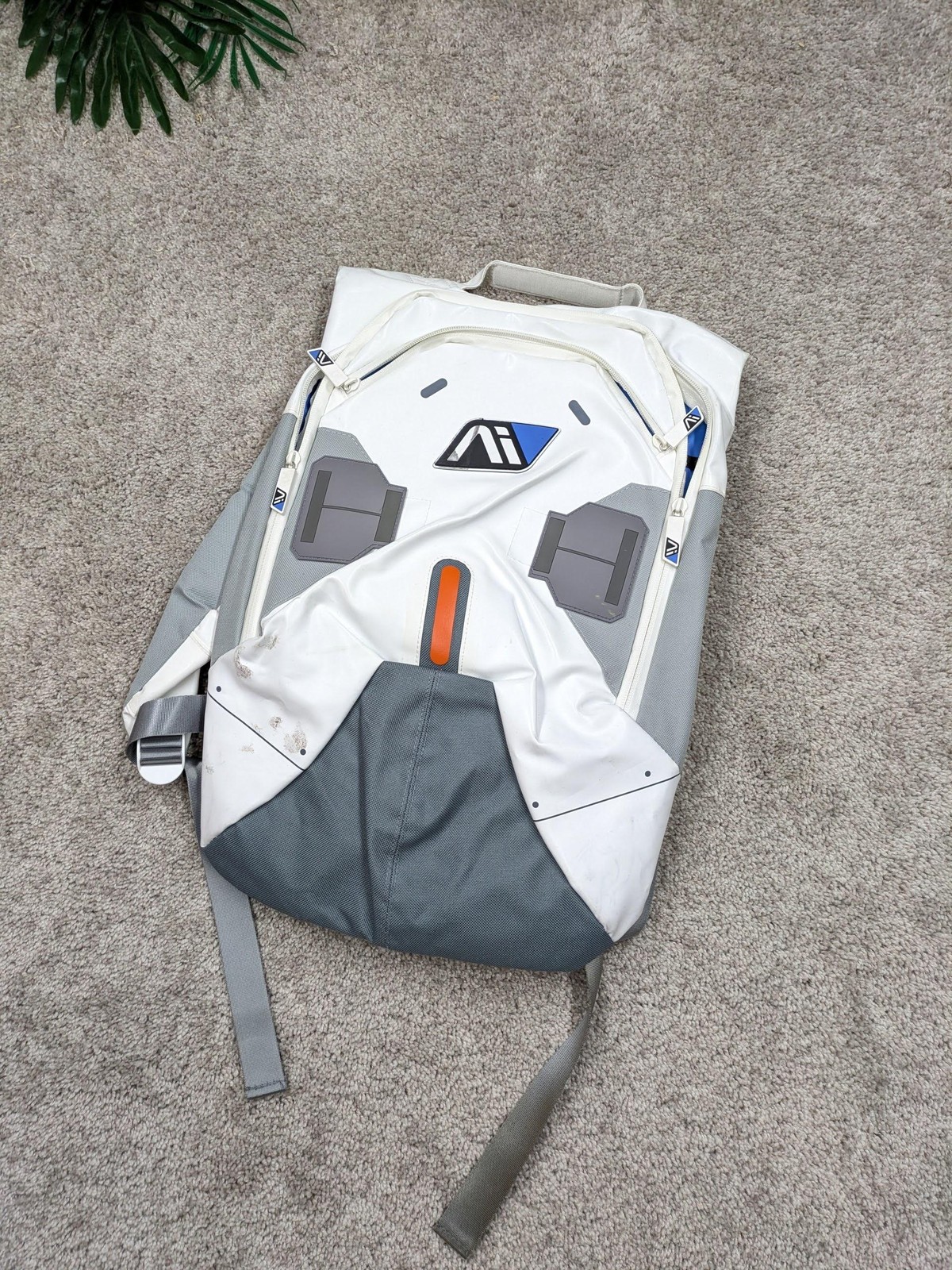Mass Effect Andromeda Initiative Padded Backpack One Size White Gray Blue Orange