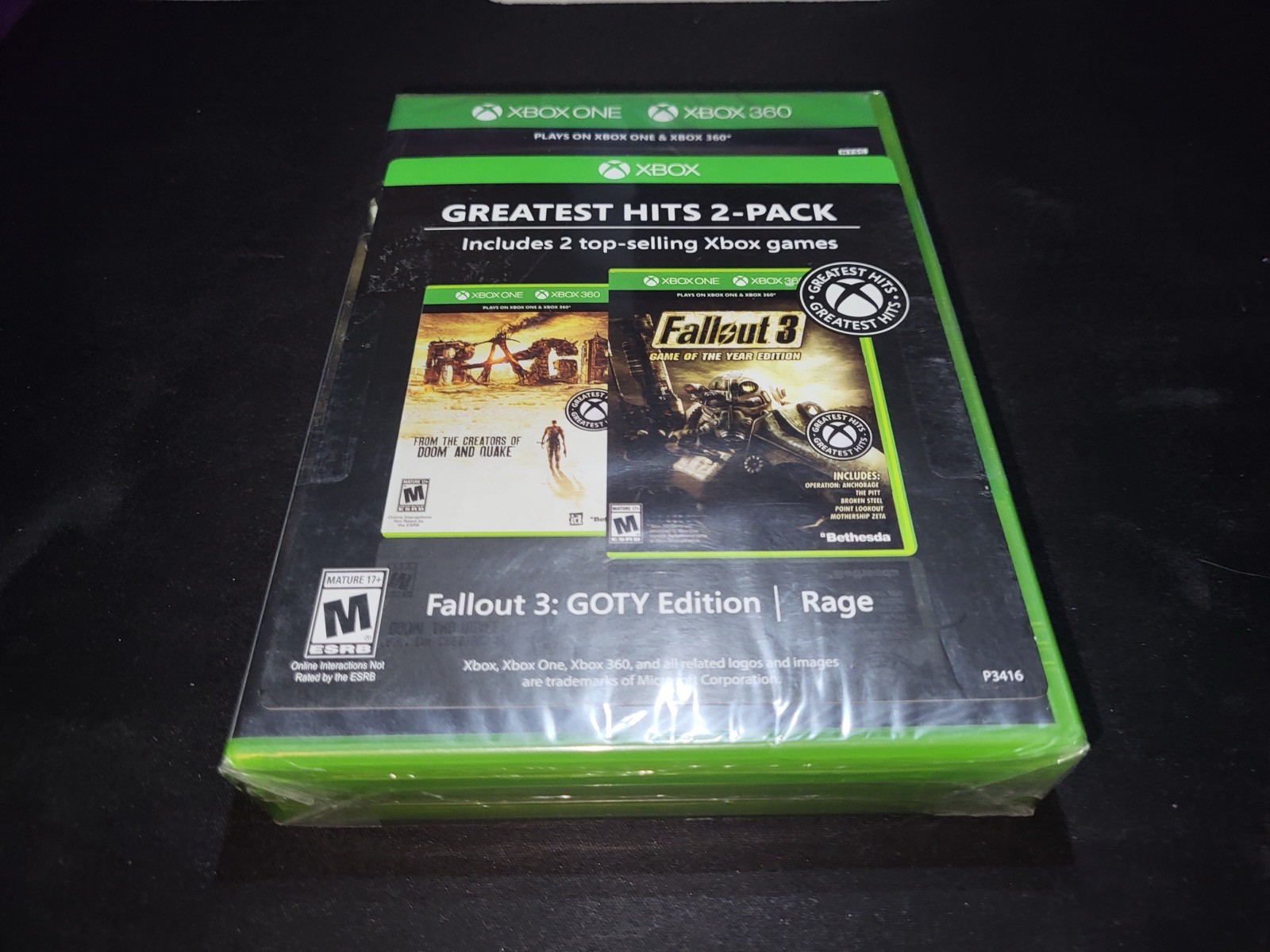 Xbox Greatest Hits 2 Pack Fallout 3 GOTY Edition/Rage Xbox 360/One NEW SEALED