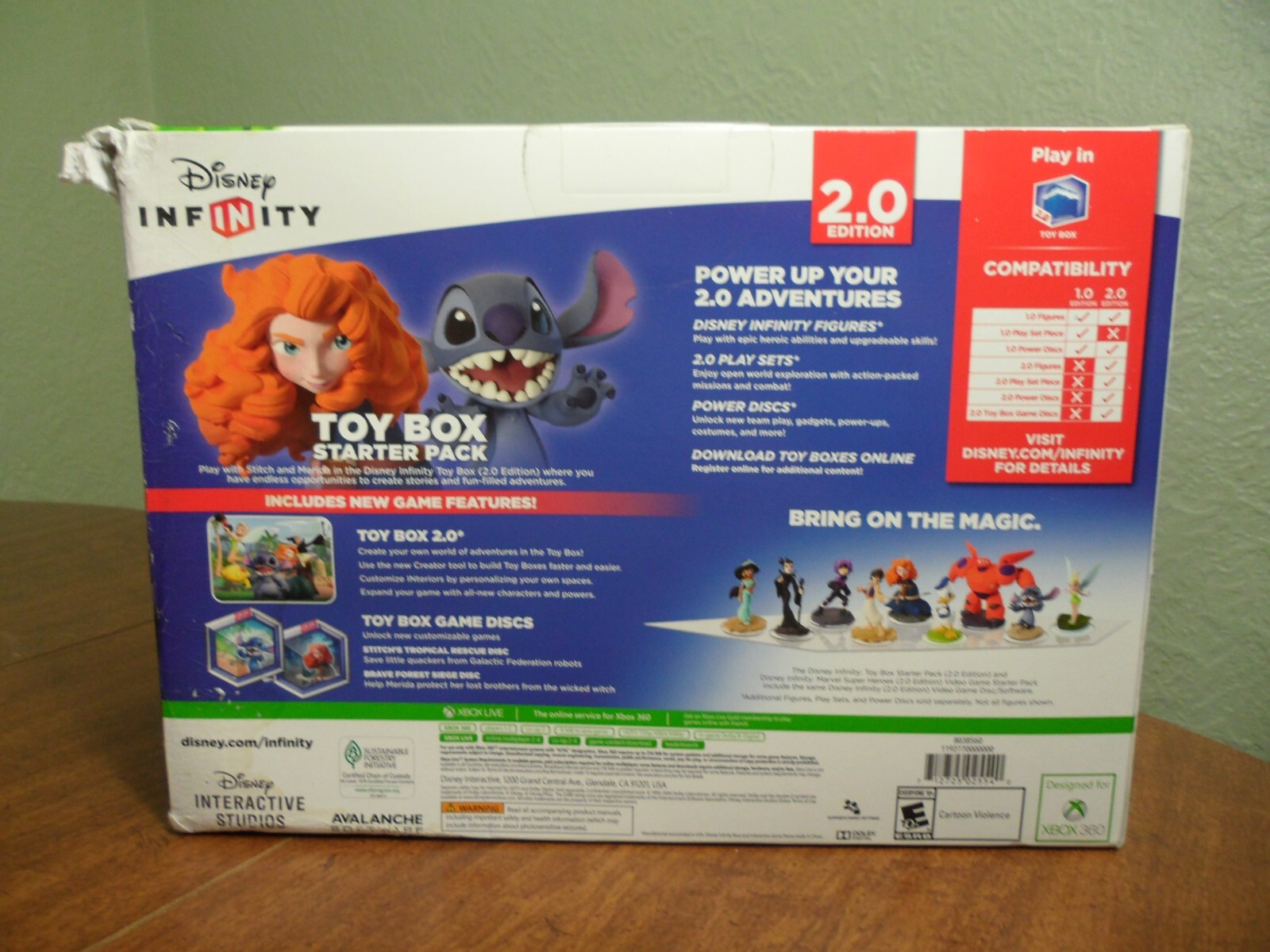 Xbox 360 Disney INFINITY Toy Box Starter Pack 2.0 Edition Stitch & Merida NIB