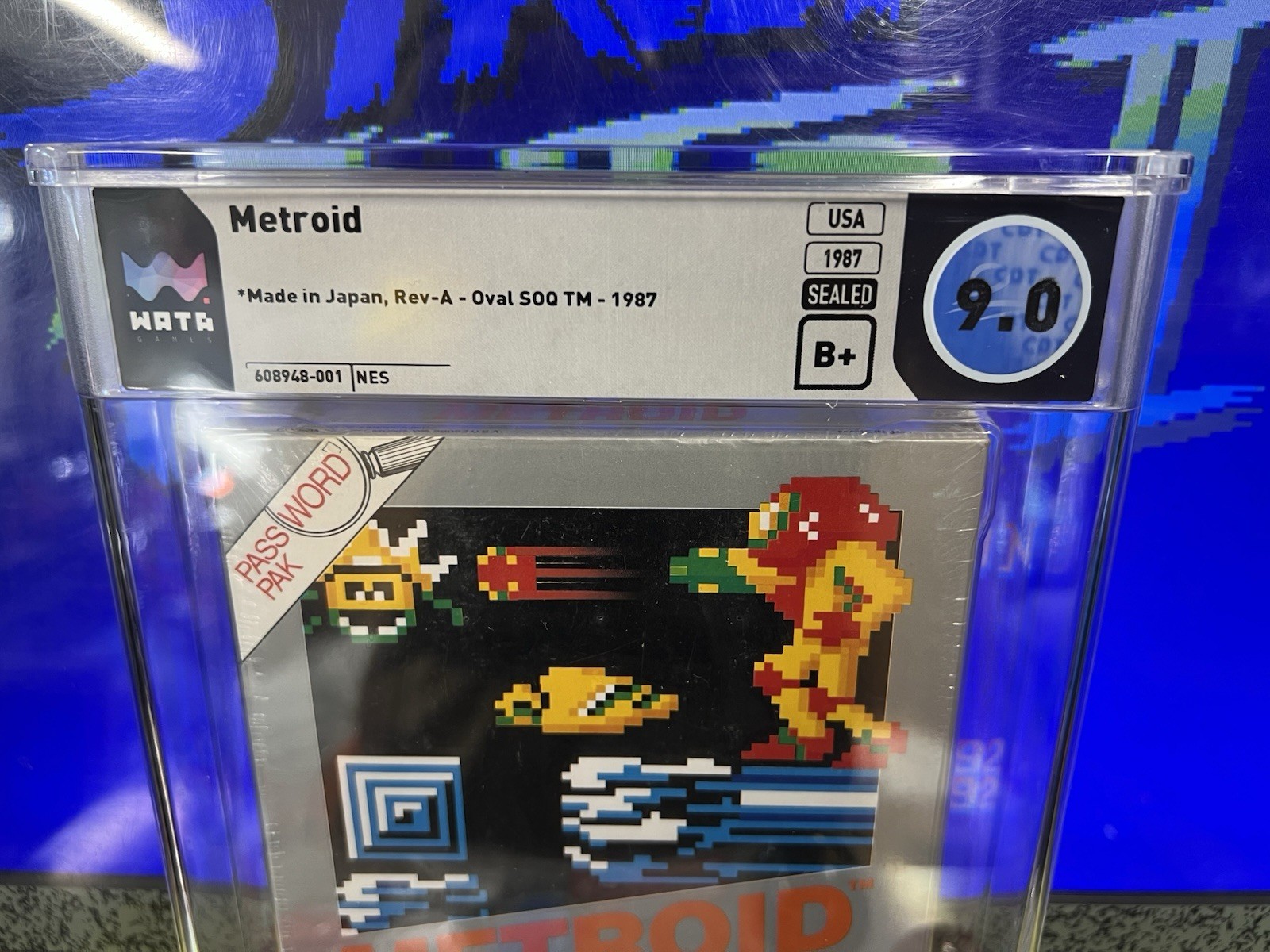 1987 Nintendo NES Metroid Oval SOQ Rev A WATA 9.0 B+ SEALED NEW – Samus 1st App!