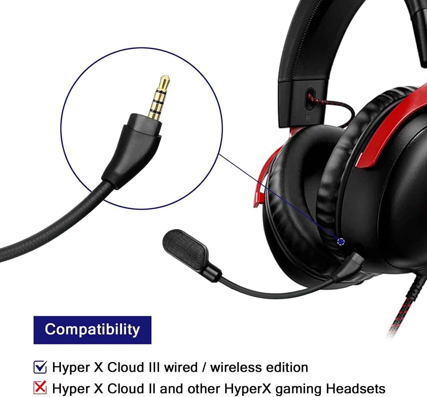 Upgraded Mic Replacement fits for HyperX Cloud III Wired/Wireless Gaming Head…
