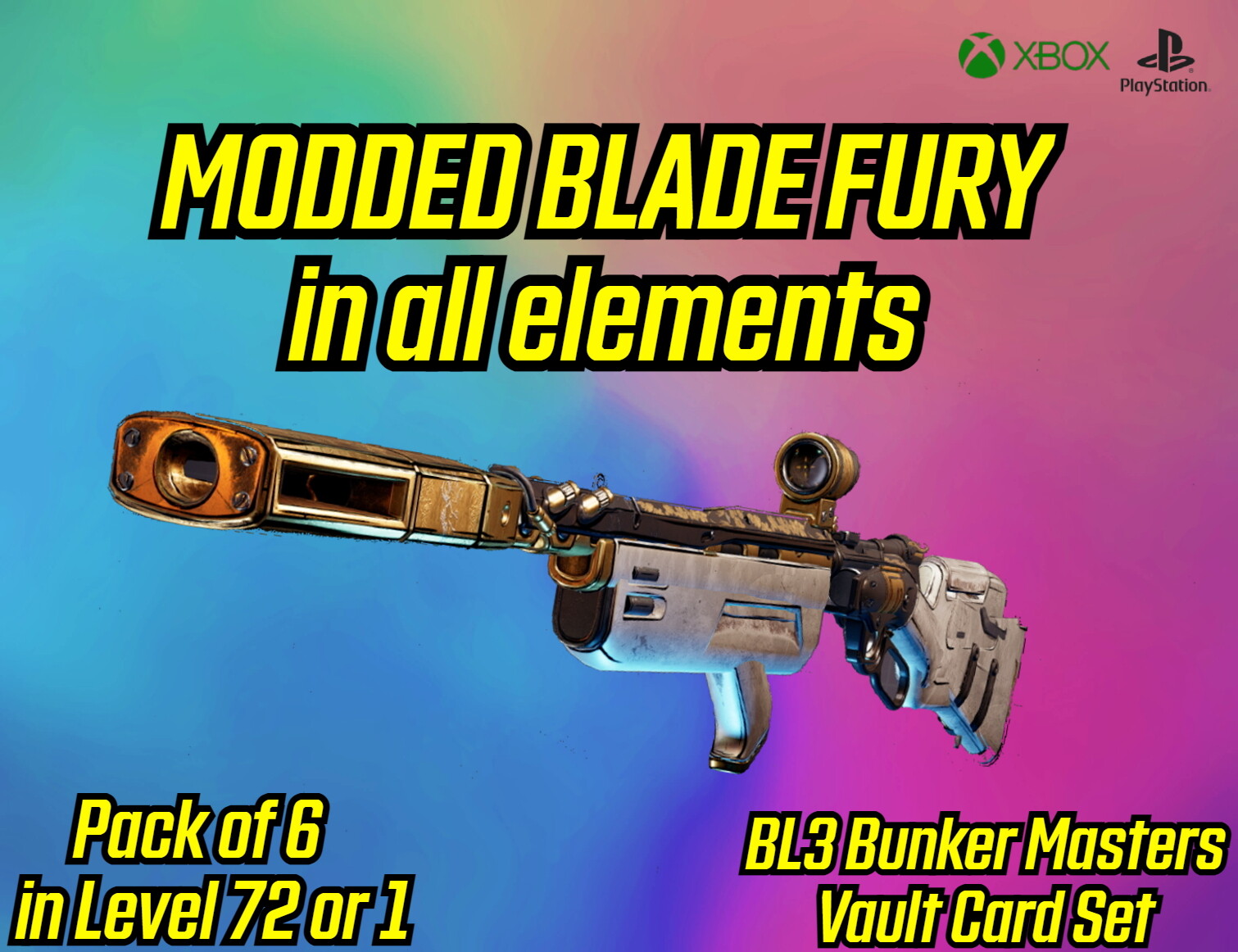 (XBOX PS4/5 PC) • BLADE FURY MODDED SET • 6 PACK • Bunker Masters Vault Card