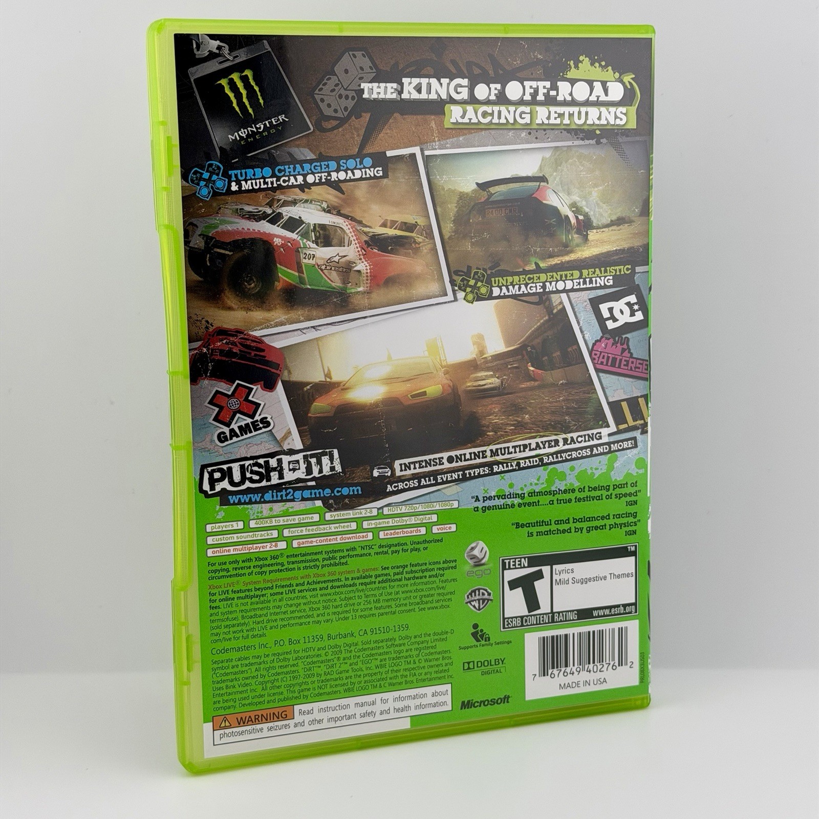 DiRT 2 (Microsoft Xbox 360) Complete w/ Manual Racing X-Games Monster CIB