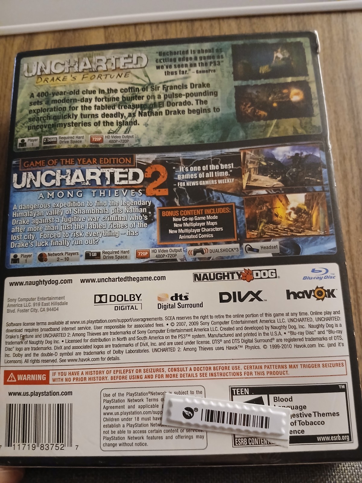 Factory Sealed, PS3 Uncharted 1 & 2 Dual Pack Brand New, Never Opened