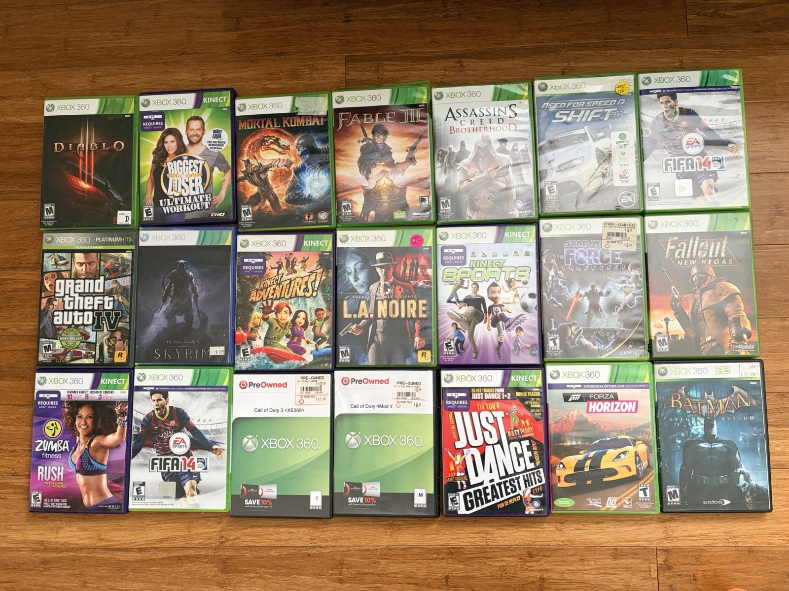 Microsoft Xbox 360 Mixed Game Lot w/ Cases – Batman, Star Wars, Sports/Racing