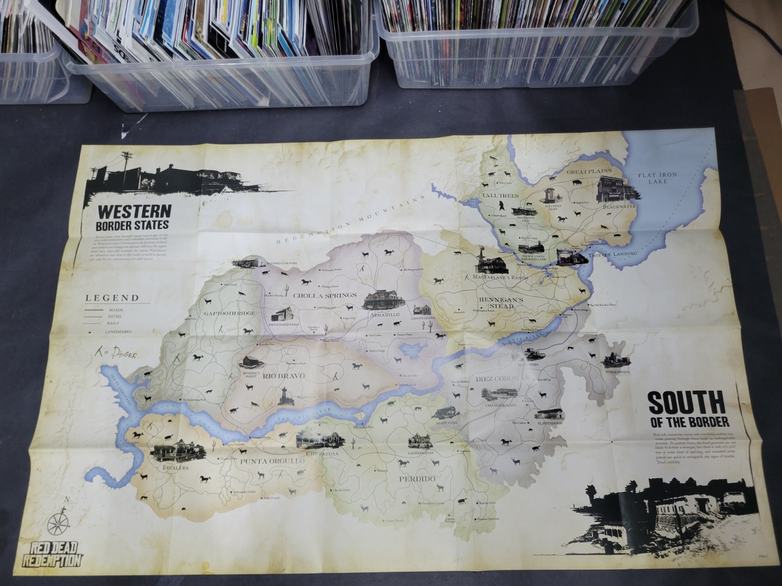 Red Dead Redemption & Undead Nightmare Double Sided Map Poster ORIGINAL Only