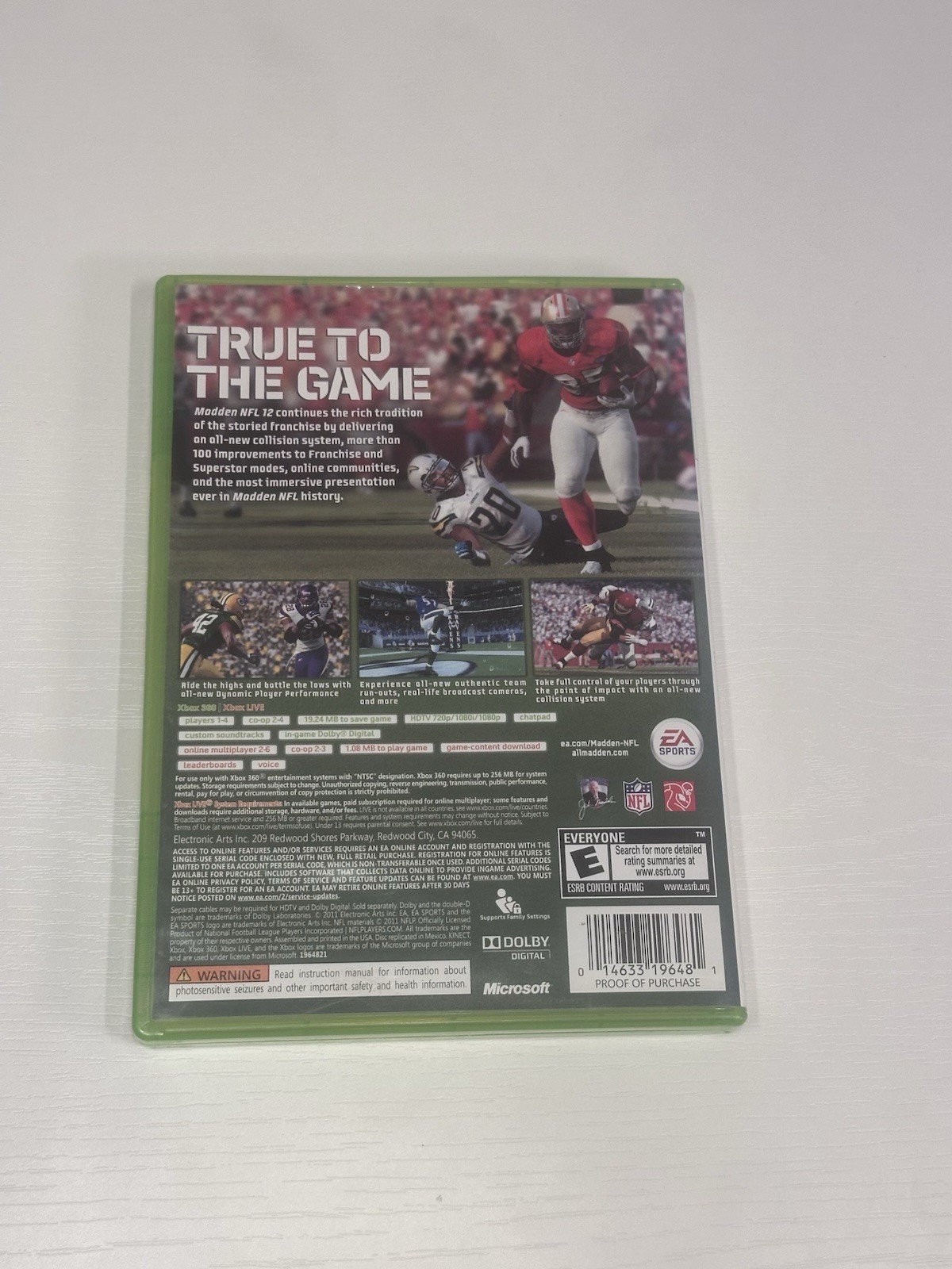 Madden NFL 12 Xbox 360 CIB EA Sports Football Game