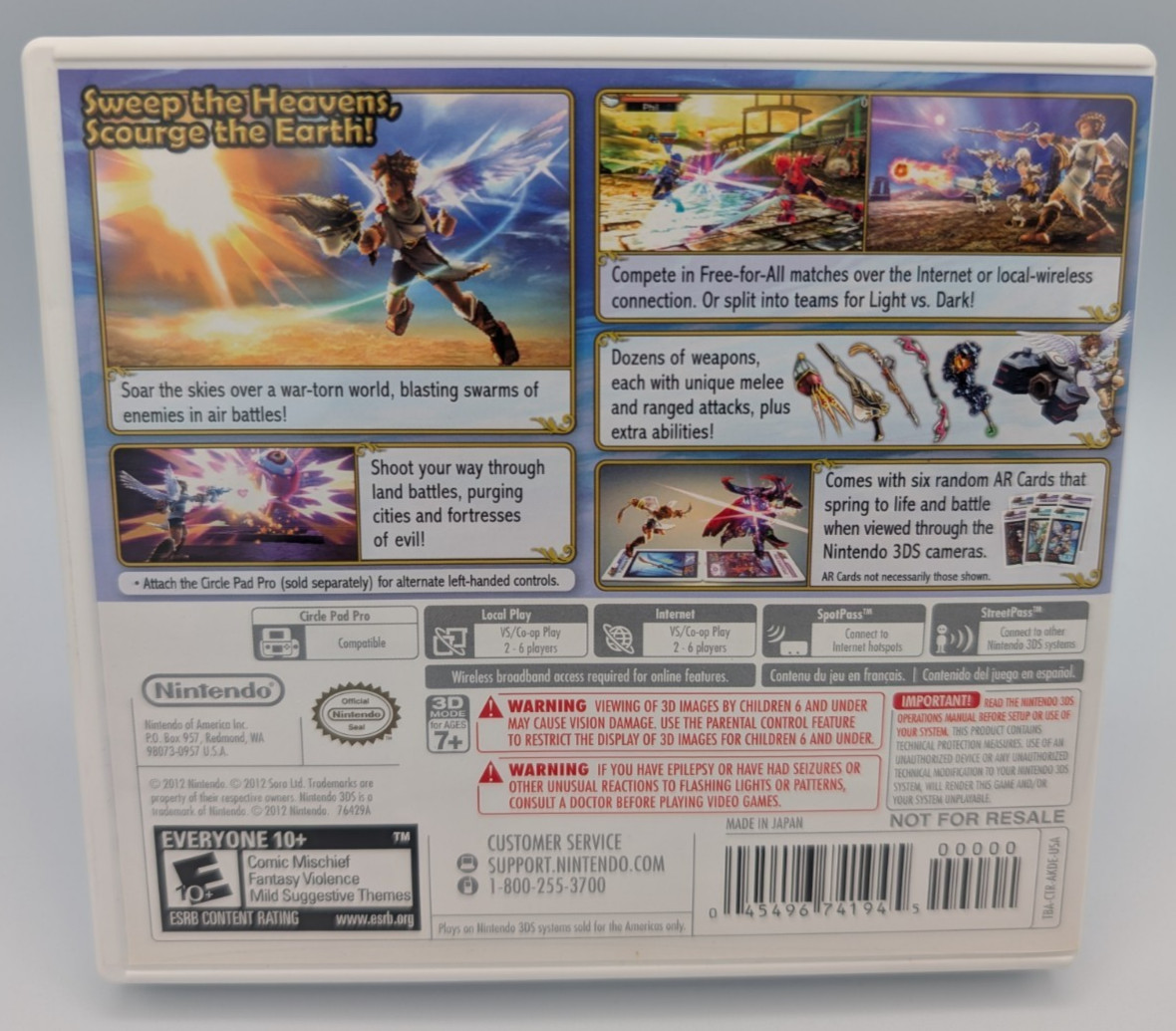 Kid Icarus: Uprising (Nintendo 3DS, 2012) – BIG BOX – CIB with cards and stand