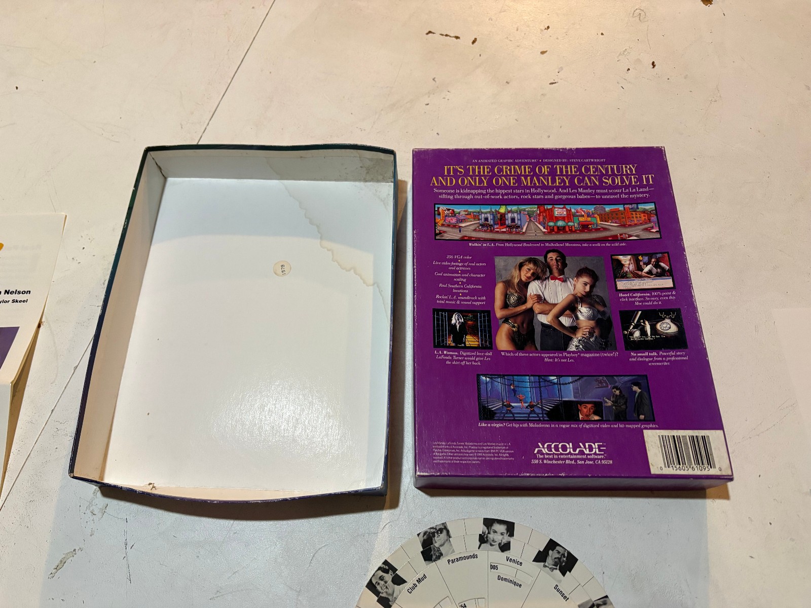 IBM PC Les Manley in: Lost in L.A. 3.5″ Game Big Box Accolade LA