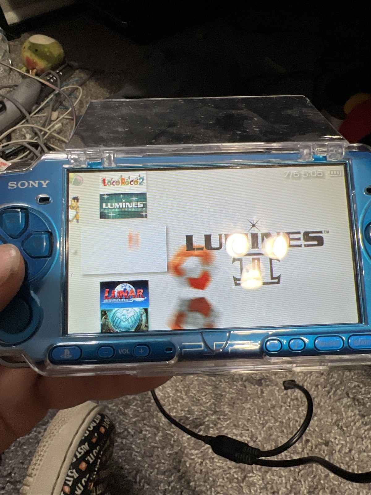 Sony PSP-3000 Blue Console Bundle 64GB with Charger, Case also Custom.