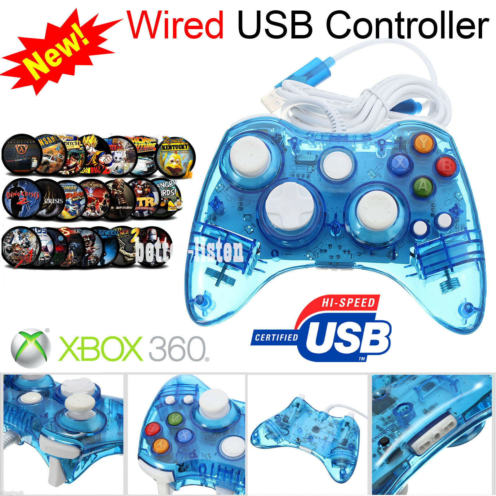 Gamepad Microsoft Xbox 360 Wired Controller Joystick Controller PC Windows USB