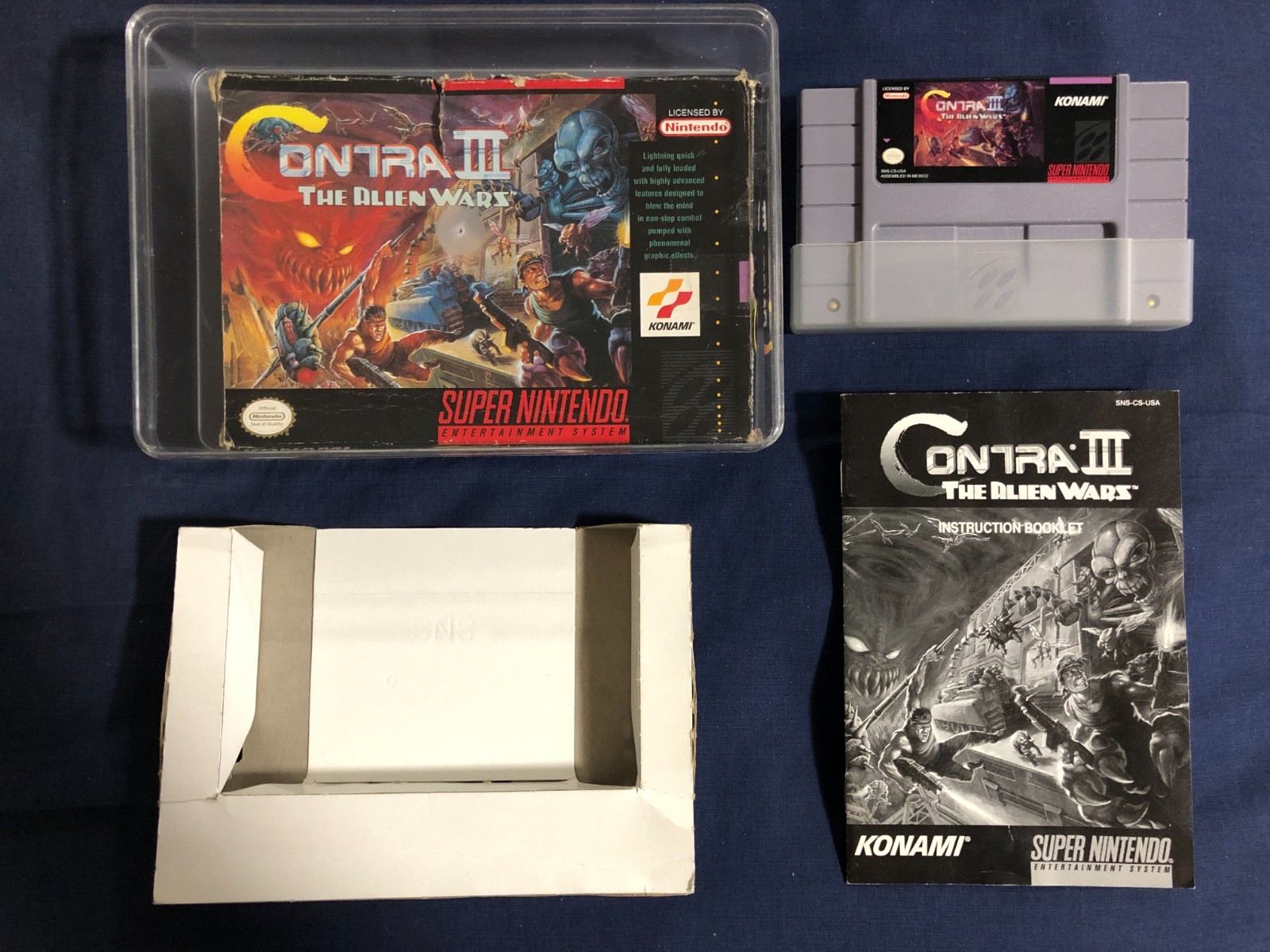 Contra 3 III: The Alien Wars (SNES) (Majesco) CIB Very Damaged Box, Untested