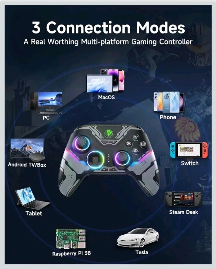 EasySMX X15 Gaming Controller Wireless Bluetooth RBG Back Buttons PC Switch New