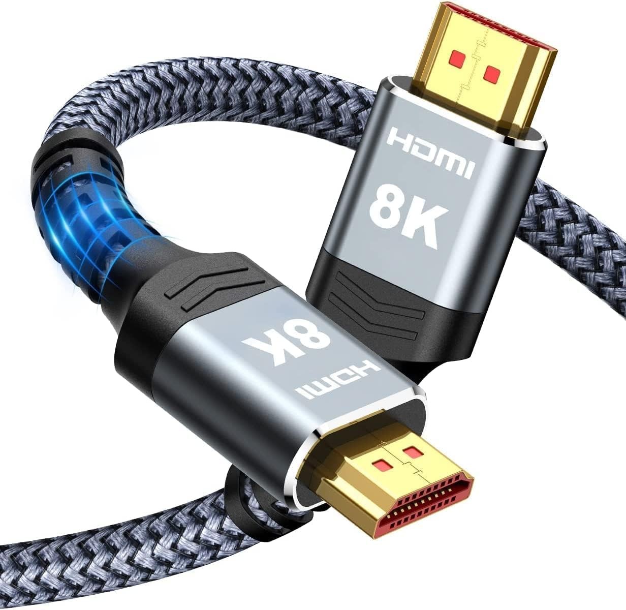 Highwings 8K HDMI Cable Long 2.1 30FT/9M, 48Gbps High Speed 30 feet, Grey
