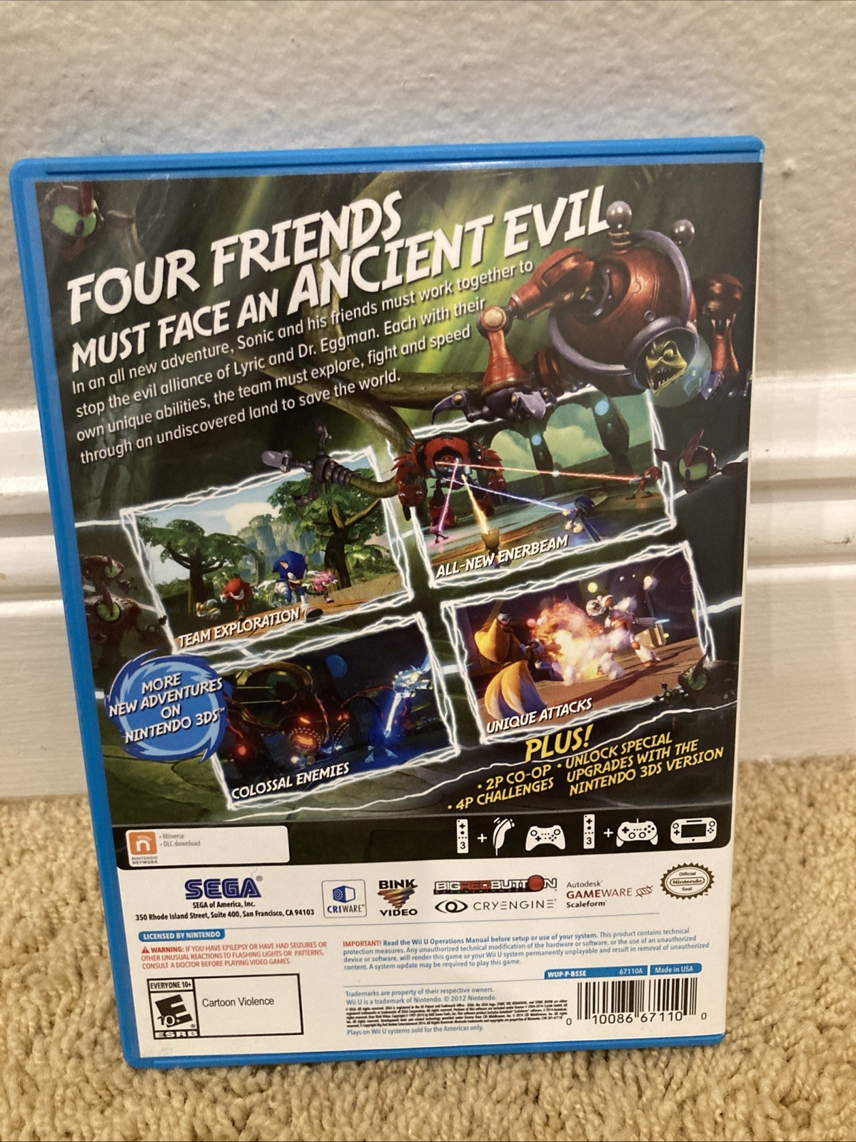 Sonic Boom Rise Of Lyric For Nintendo Wii U CIB- Tested!