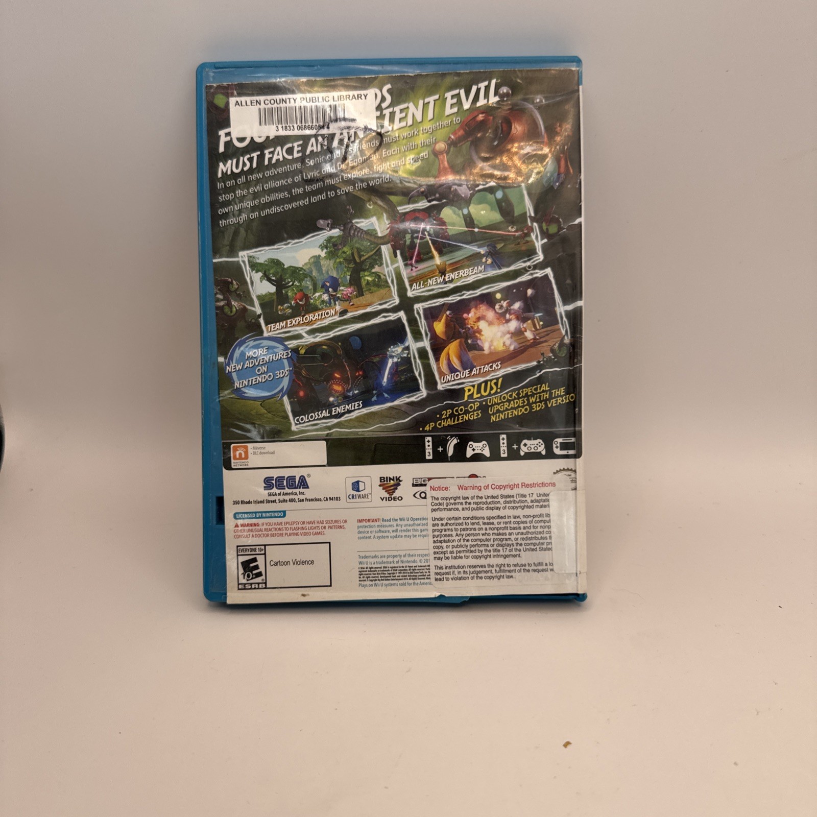 Sonic Boom: Rise of Lyric for Nintendo Wii U (2012) w / Case – Manual