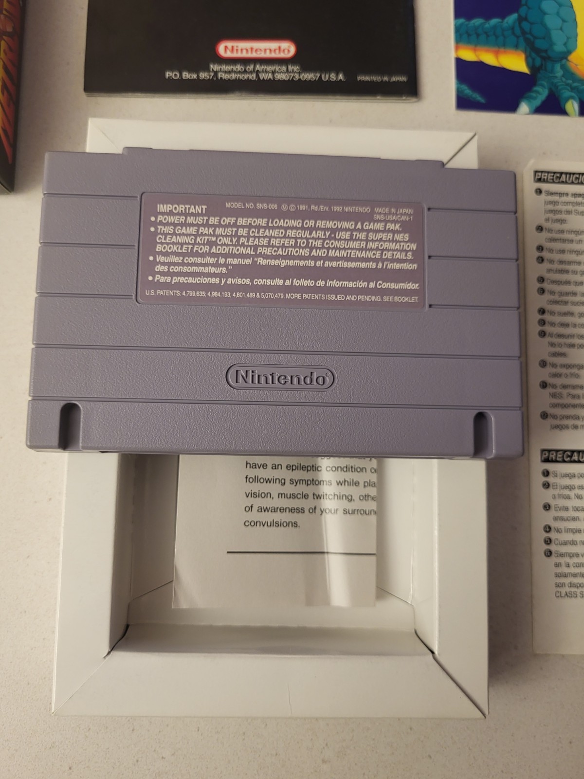 Super Metroid SNES CIB Complete SNS-RI-USA Manual All Inserts VG+