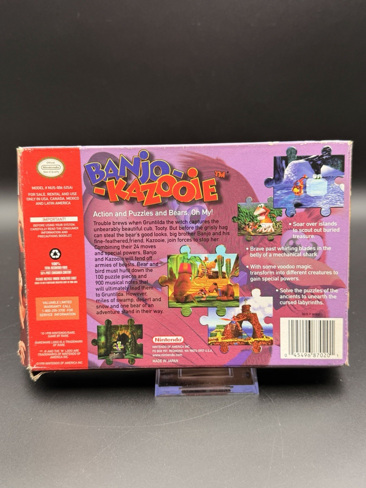 Banjo-Kazooie (Nintendo 64, 1998) Box Manual Complete CIB N64 Tested