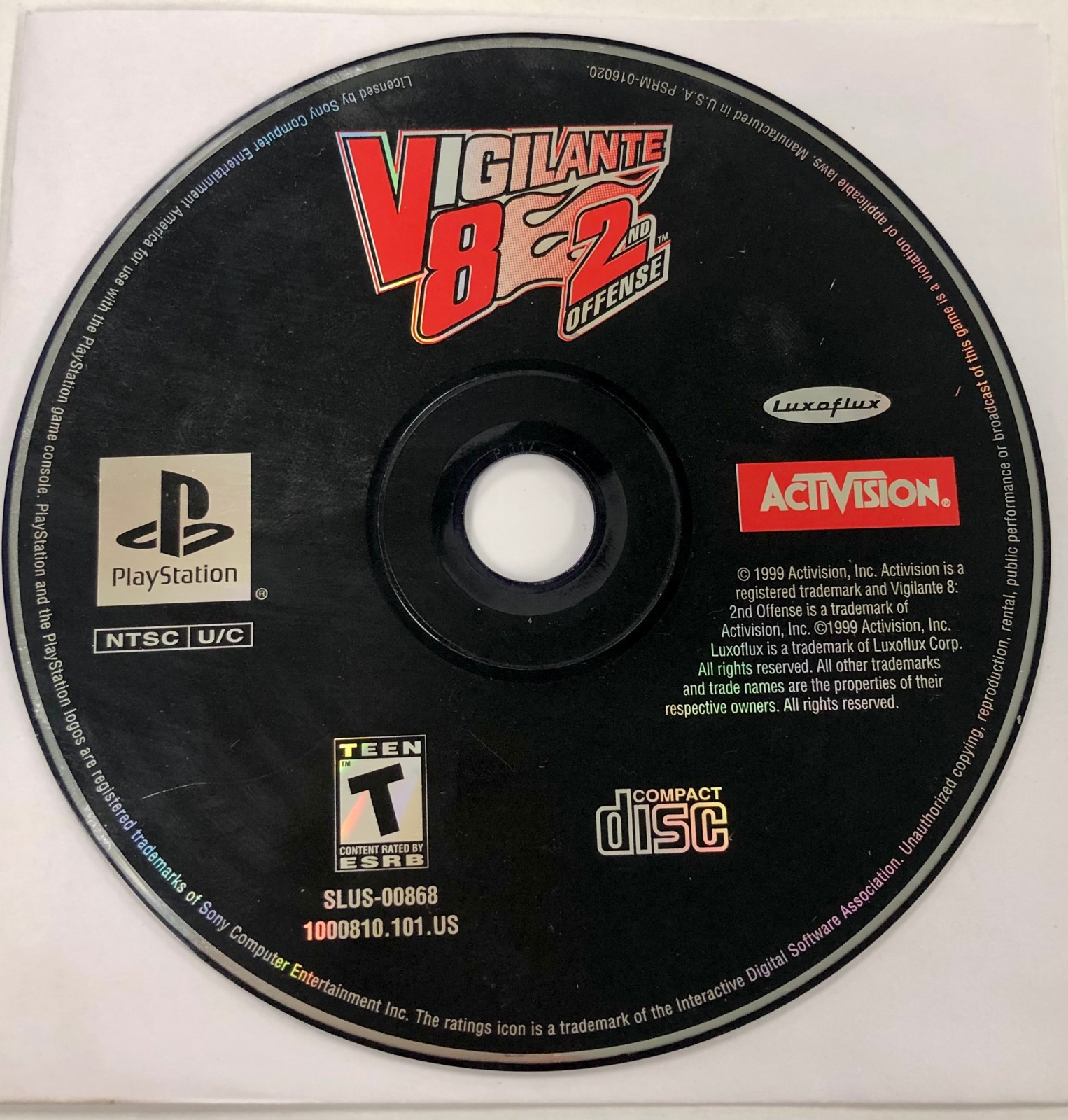 Vigilante 8: 2nd Offense (Sony PlayStation PS1, 1999) Disc Only