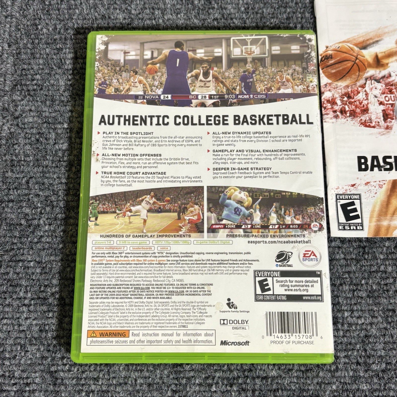 NCAA Basketball 10 (Microsoft Xbox 360) CIB Complete In Box W/ Manual Tested