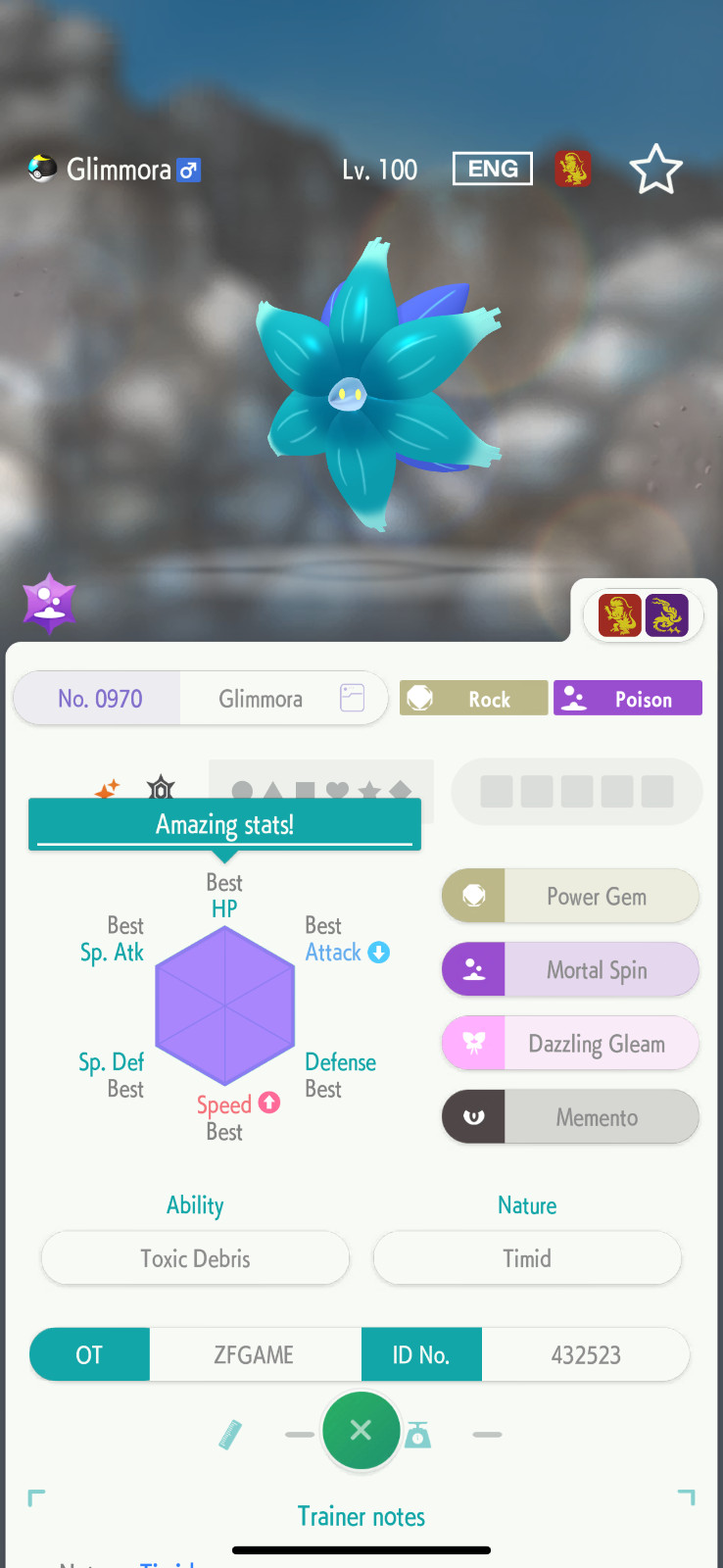 ✨6IV SHINY Glimmora + EVS🚀 POKEMON HOME✨Champions✨Online delivery⚡