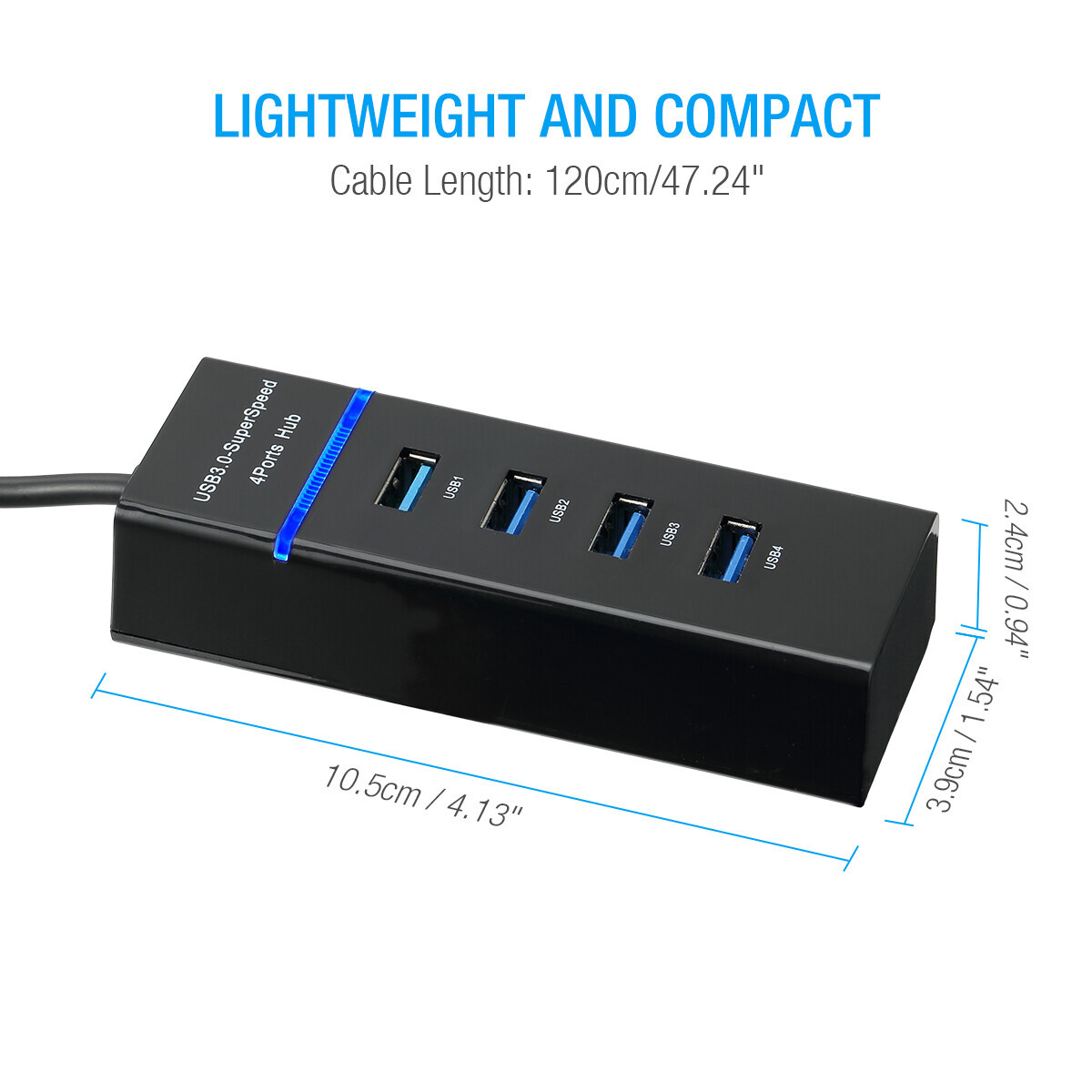 USB 3.0 Hub 4-Port Adapter Charger Data Super Speed For PC Mac Laptop Desktop