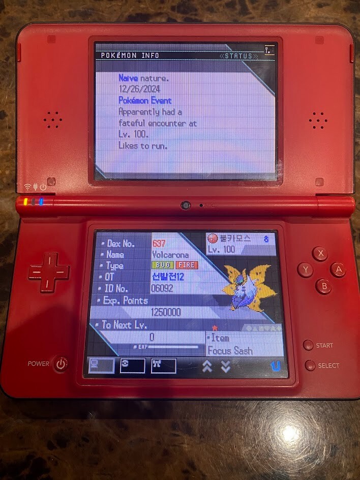 Pokemon Black (2) and White (2) Nationals Shiny Volcarona Distribution Service