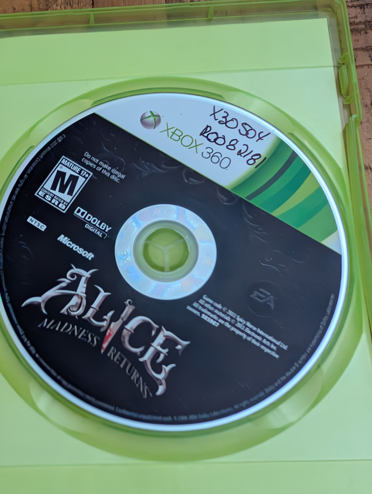 Alice Madness Returns Xbox 360 2011 Game Used Condition No Manual