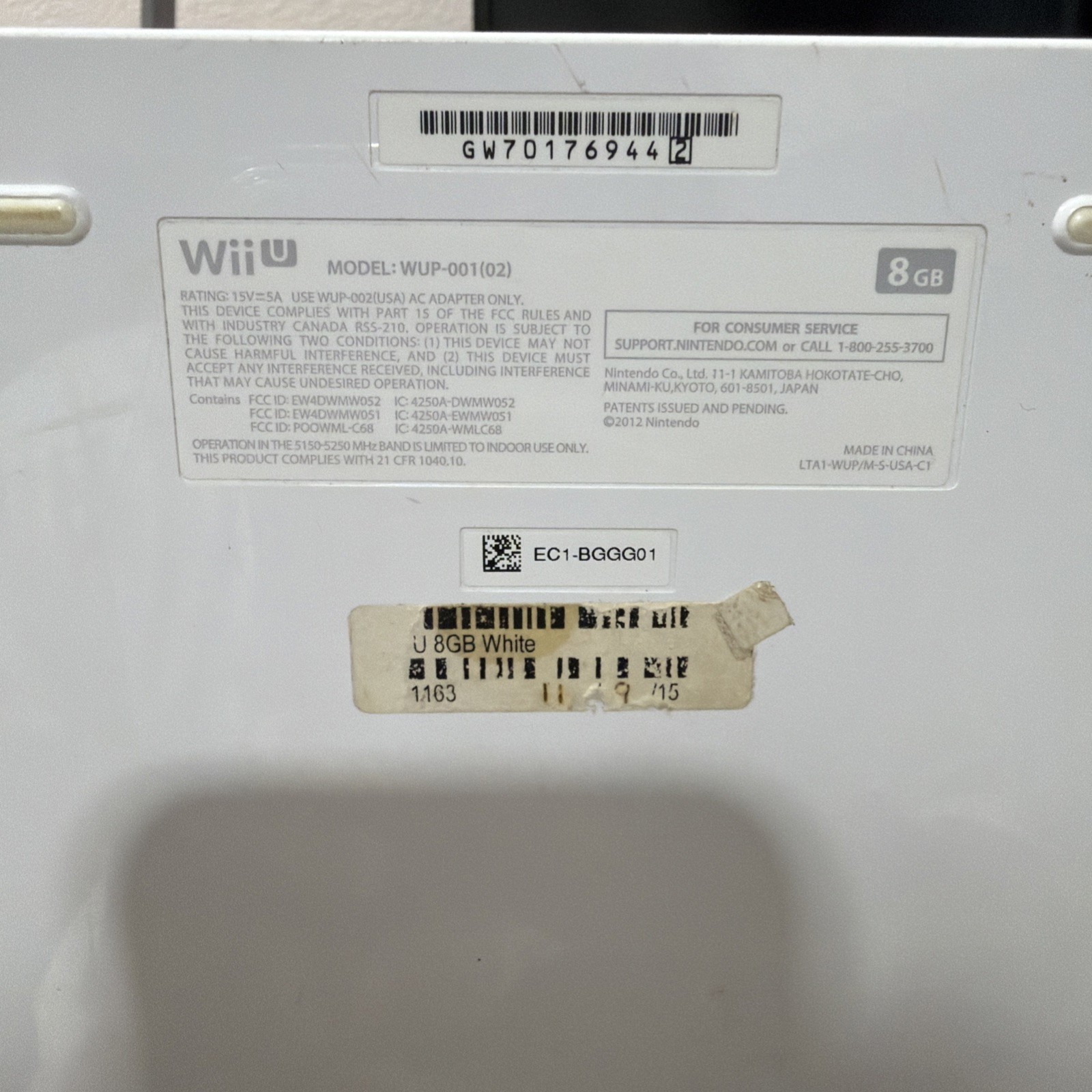 Nintendo Wii U WUP-001(02) Console 8GB White HDMI USB- Tested Working Condition