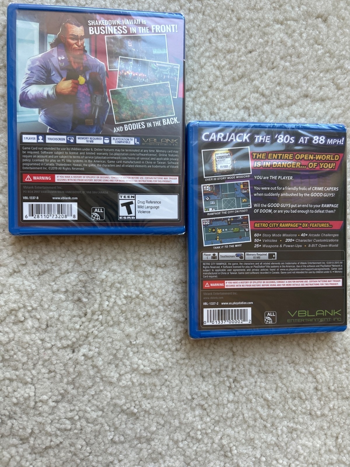 Shakedown Hawaii+Retro City Rampage Playstation PS Vita Games Lot new SEALED