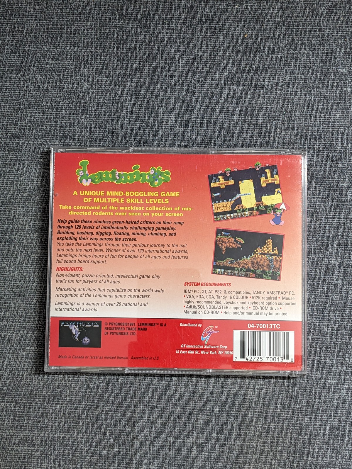 Psygnosis Lemmings Pc Cd-Rom Game 04-70013Pc 04-70013Tc Puzzle Classic