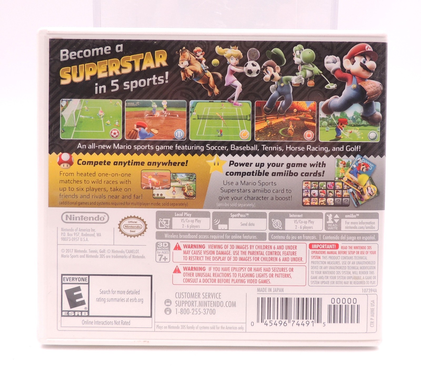 Mario Sports Superstars (Nintendo 3DS, 2017) w/ Case (No Manual) Video Game