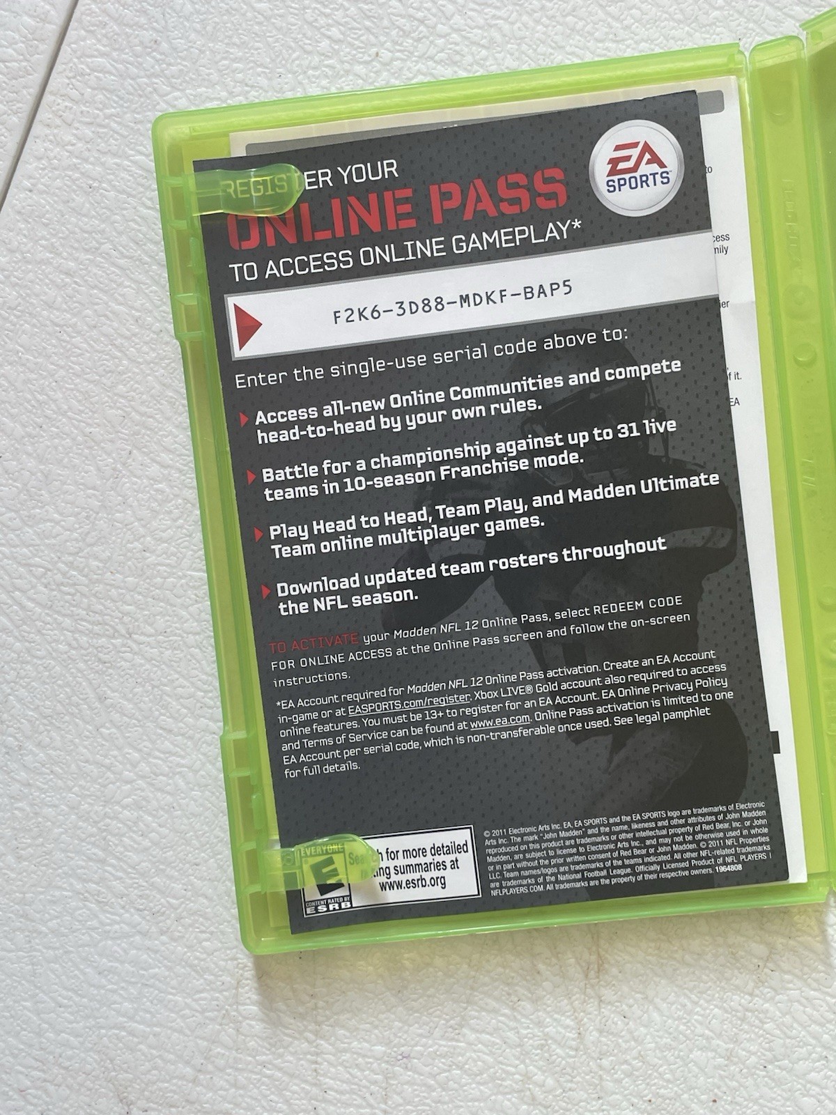 EA Sports Madden NFL 12 Xbox 360 Sports Game E-Everyone