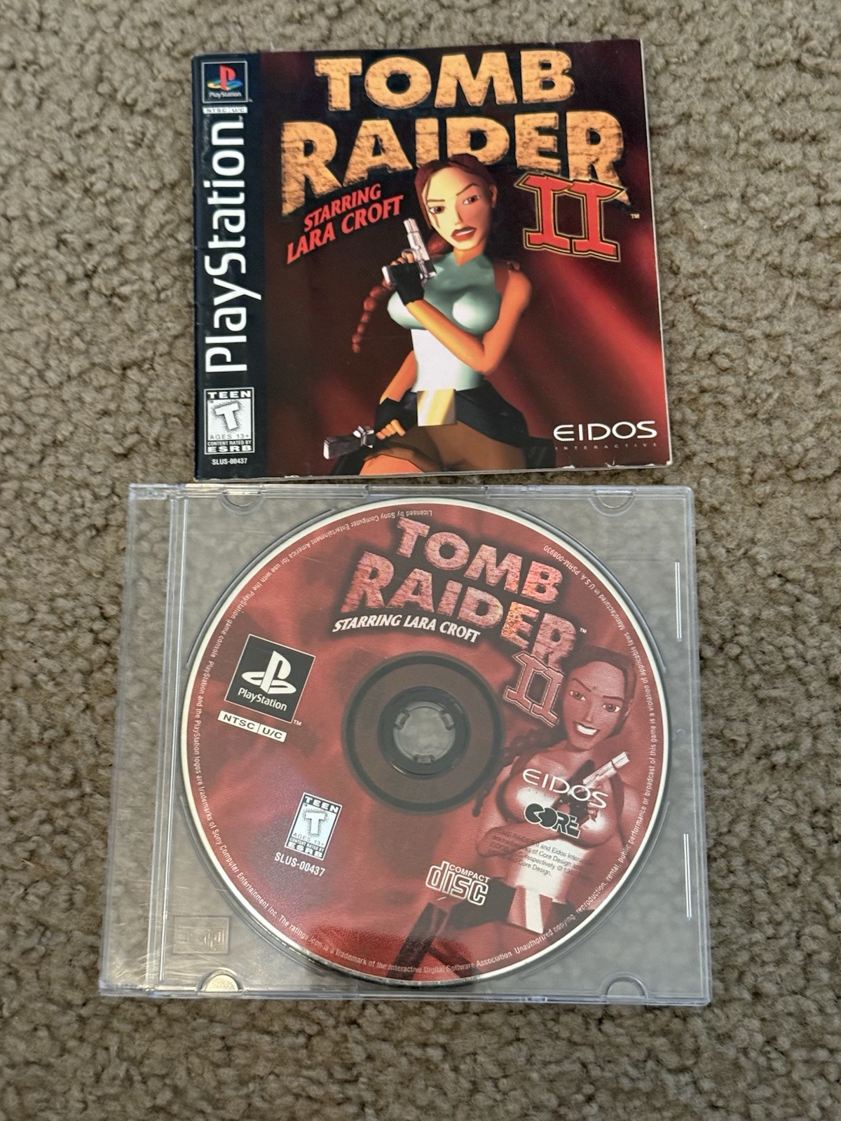 Tomb Raider II, 2 (Sony PlayStation 1) PS1 disc & Manual tested