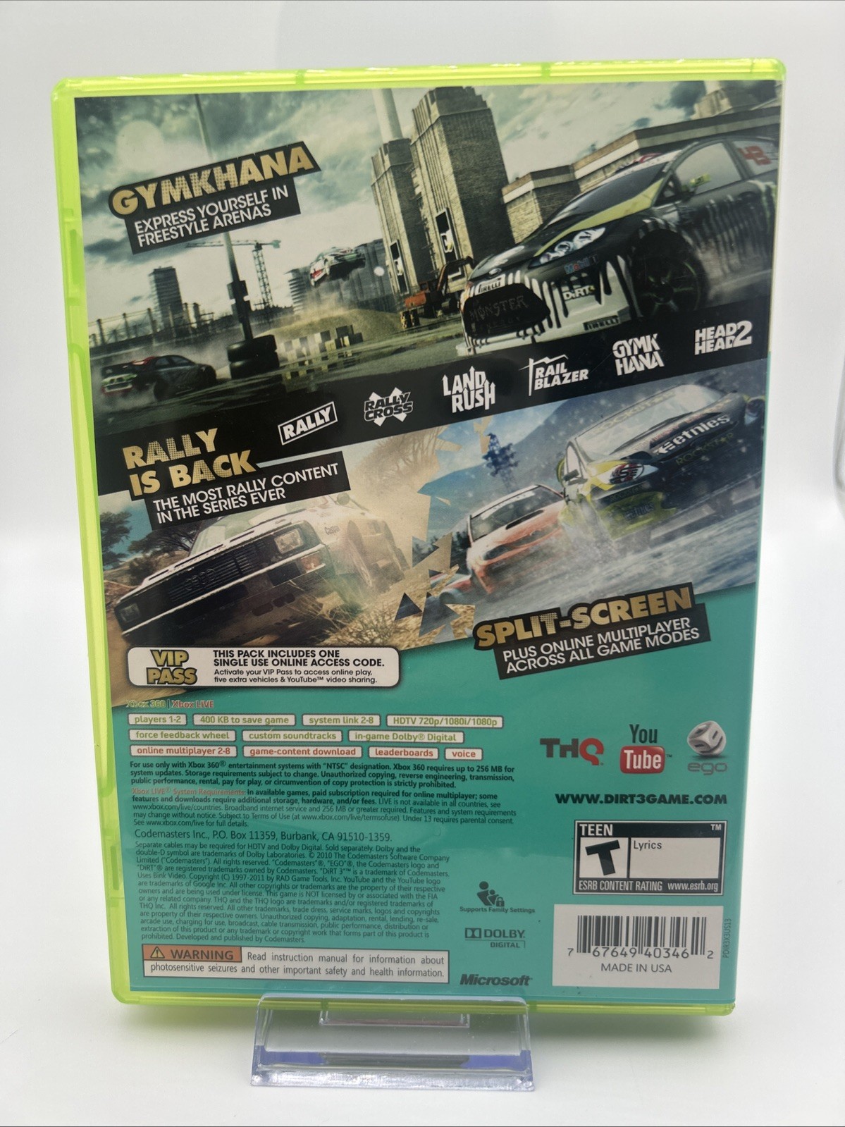Dirt 3 Microsoft Xbox 360 Complete in Box (CIB) 2011 Tested Working Clean Disc