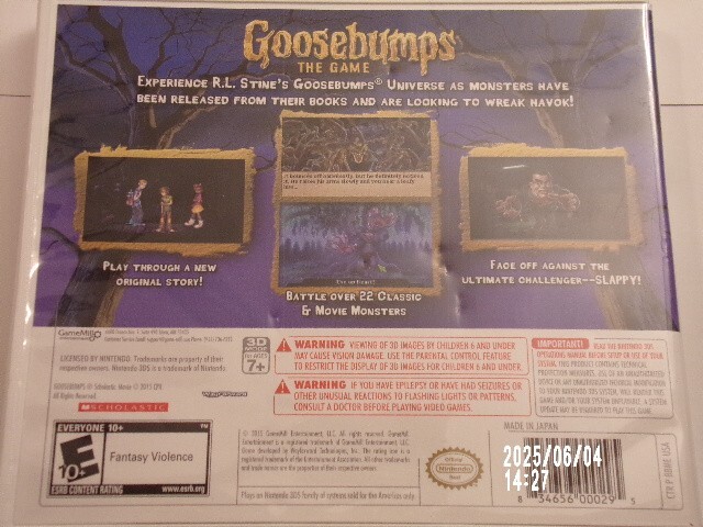 Goosebumps The Game (Nintendo 3DS) Original Case Only No Game / Authentic