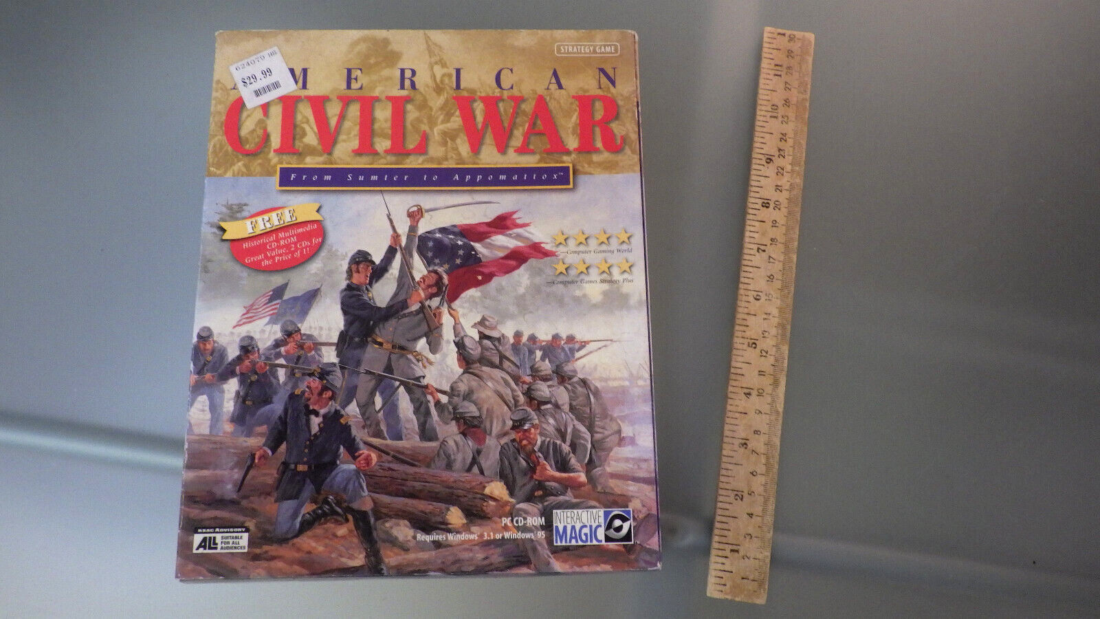 Vtg 1997 Video PC Game AMERICAN CIVIL WAR Big Box Interactive Magic CD-ROM *CIB