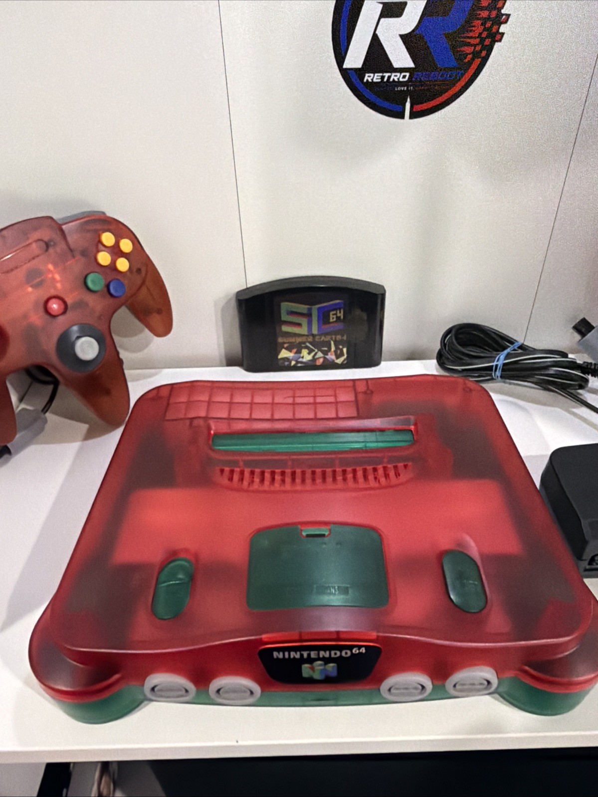 CUSTOM N64 Console FUNTASTIC Watermelon & GREEN TRANSLUCENT & Summer Cart 64
