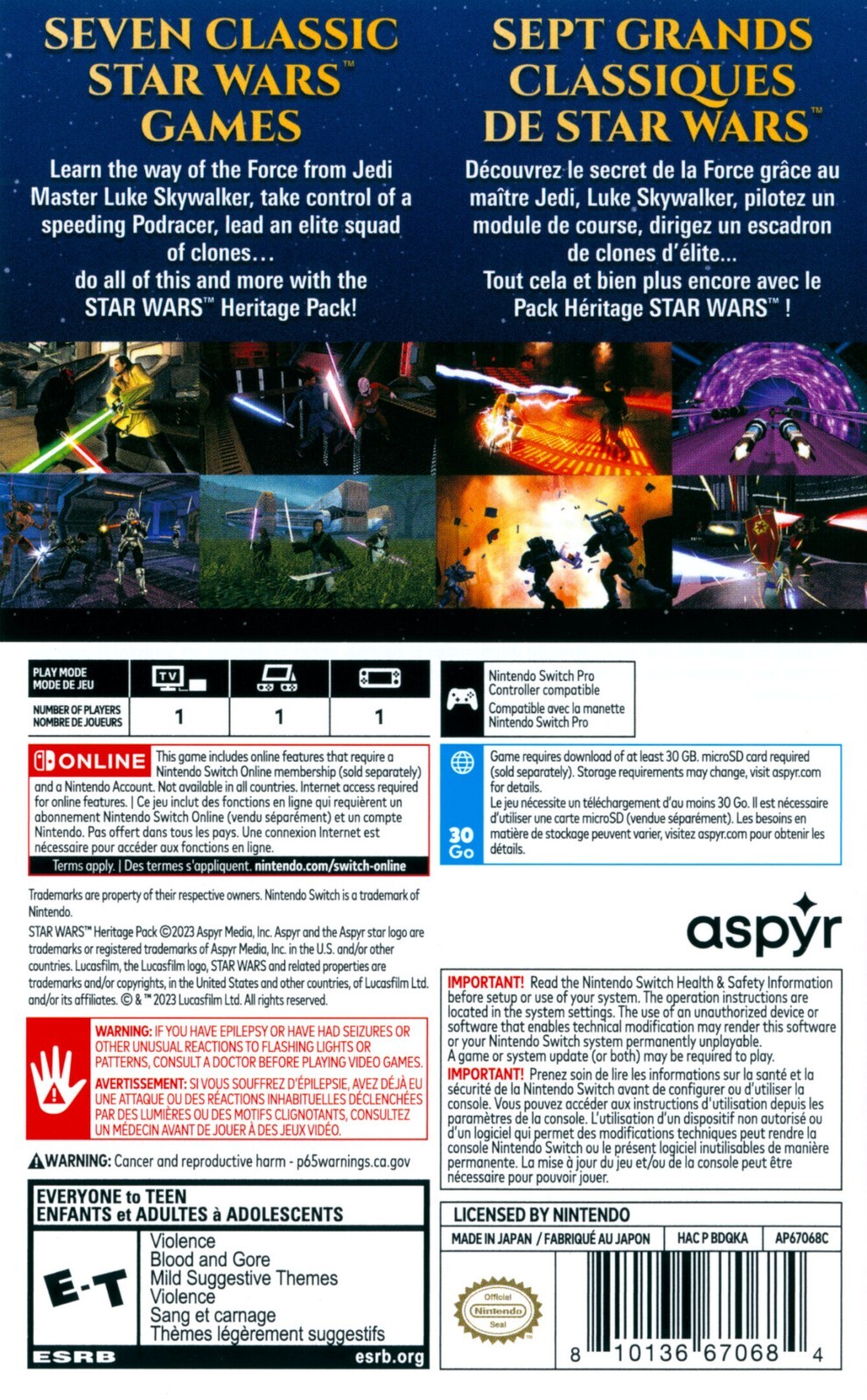 Star Wars Heritage Pack – Nintendo Switch – NEW & SEALED – FREE SHIPPING