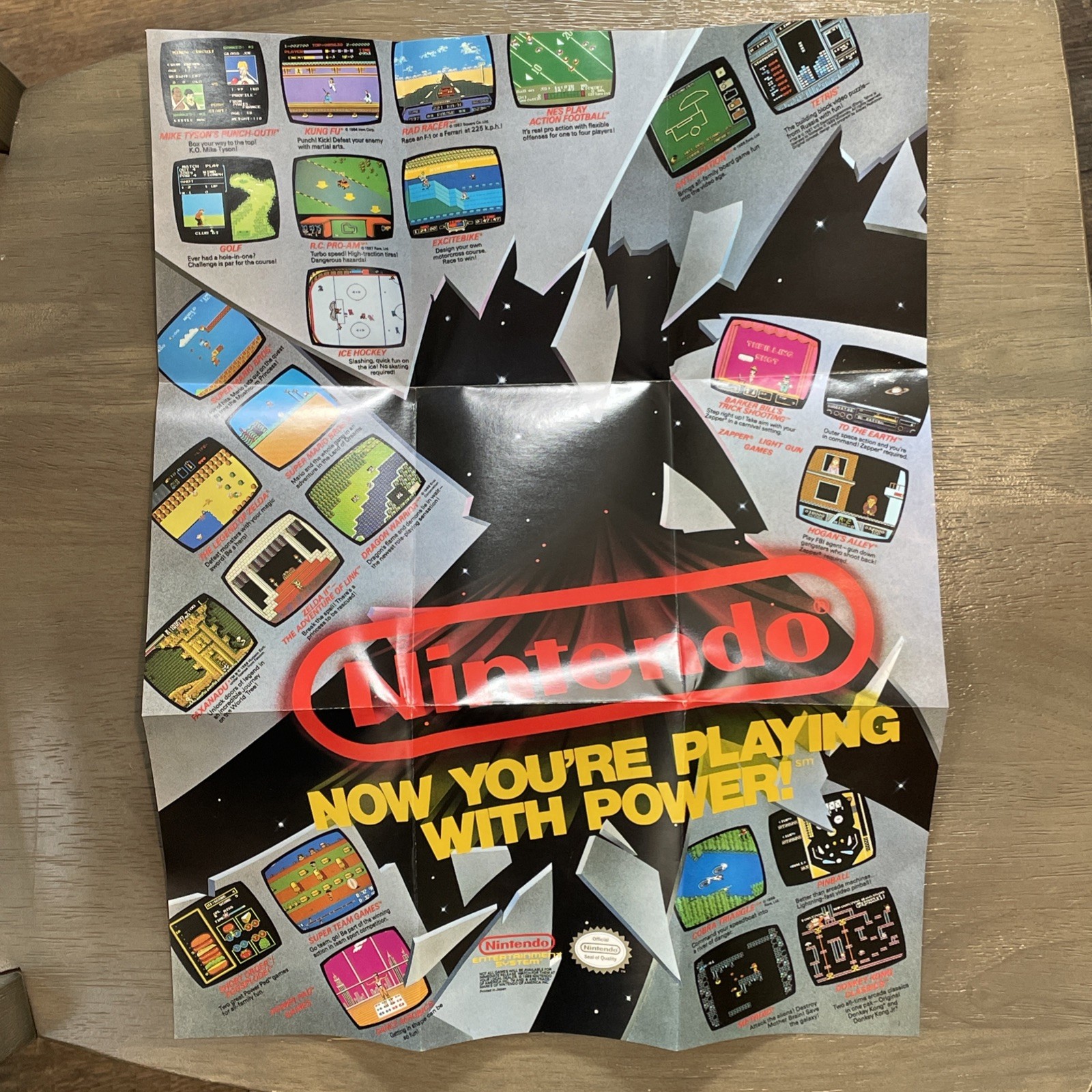 LARGE Nintendo Now You’re Playing with Power Foldable NES Promo Poster Insert