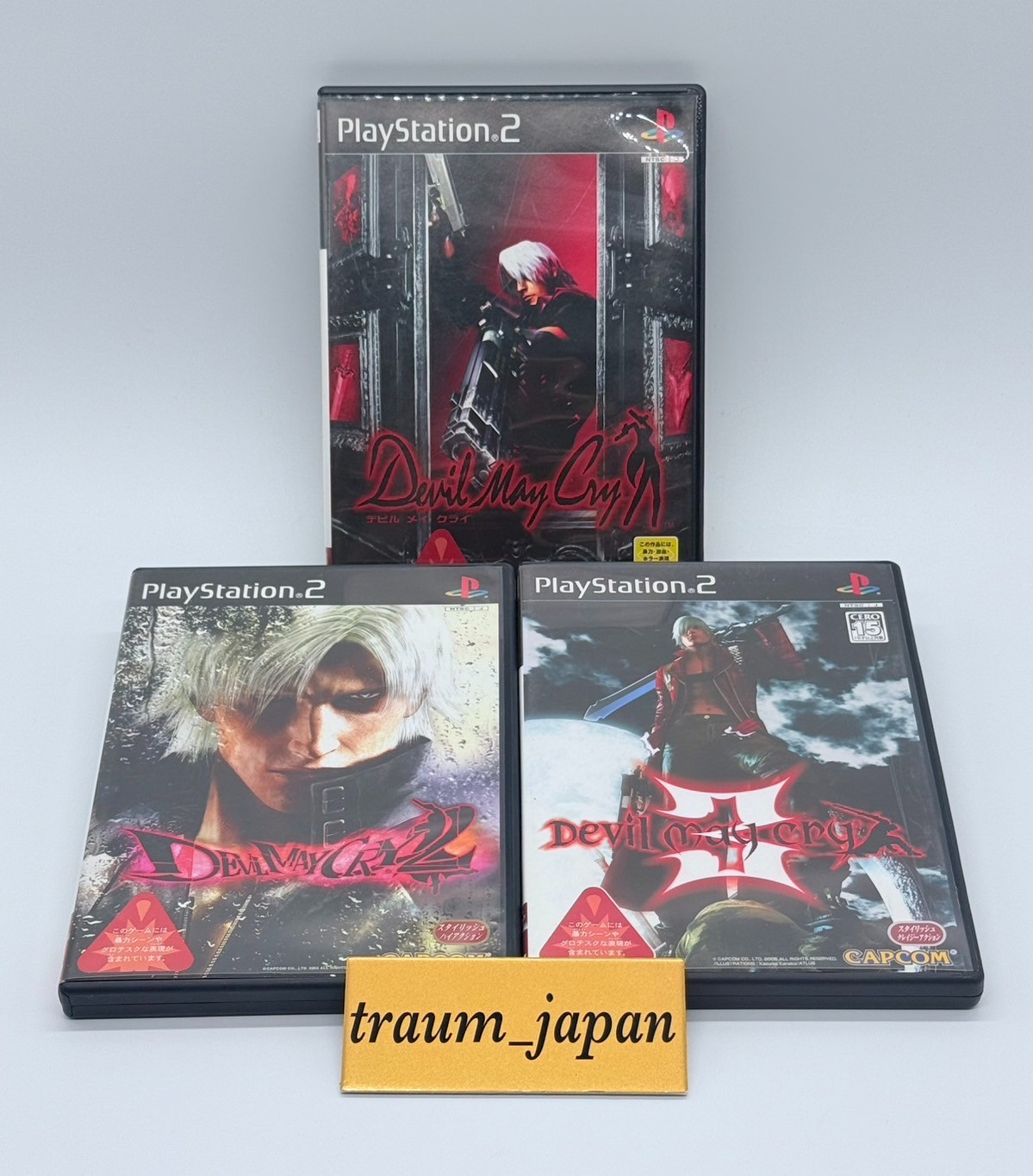 Lot 3 Devil May Cry 1 2 3 set PS2 Sony Playstation 2 Japanese Version Tested